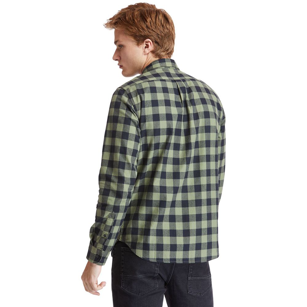 Camasi Timberland Barbati Masline Verzi/Negrii - Nashua River Long-Sleeve Flannel Check - Romania -